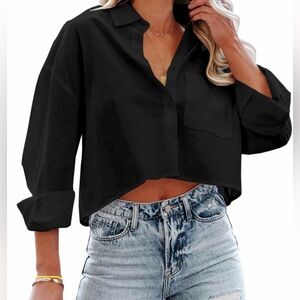 Women's Black Button-Up Shirt